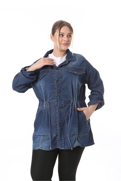 EYLÜLXXL Γυναικείο τζιν μπουφάν Relaxed Cut - Καμπυλωτό μέγεθος