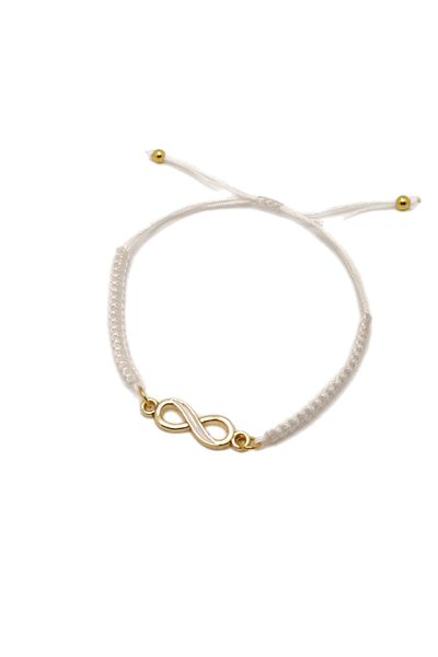 Han Ticarethane White Detailed Infinity Sign Macrame Braid Bracelet