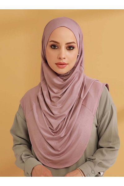 Tuva Şal Ribbed Jersey Ready Turban - Soft Lilac - Canvas