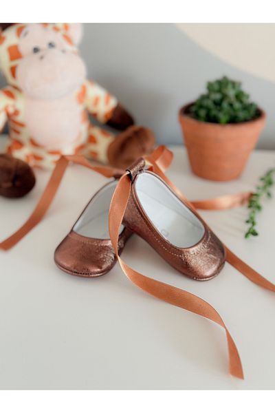 Li Puna Bronze Genuine Leather Baby Loafers - Babet