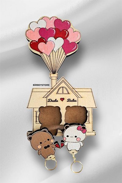 BİRBEYSTORE Ζευγάρι Lover Μπρελόκ Πόρτας Μπροστά Ξύλινο Μπρελόκ