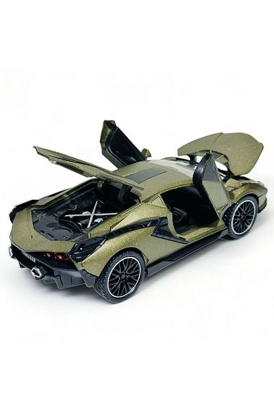 FEN TOYS لامبورغيني سيان دييكاست نموذج معدني لغطاء الباب والجذع يفتح 1:32