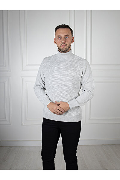 Sarar Інтерв'ю Сарар Повний рибальський комір Плетений візерунок Сірий трикотажний светр