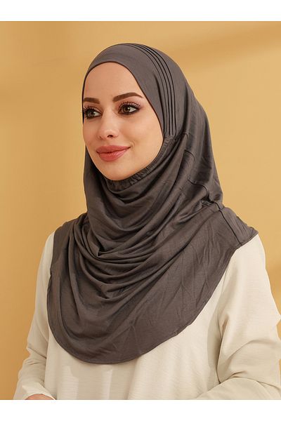 Tuva Şal Gray Ribbed Jersey Turban - Canvas
