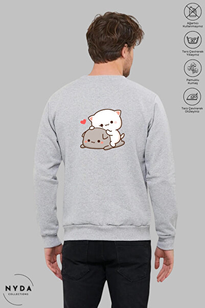 Nyda Collections Dukserica bez kapuljače sa otiskom srca - unisex, velika vel...