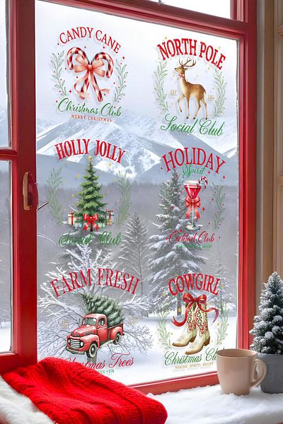 Postifull Christmas Wall Sticker, Christmas Ornament, Christmas Decor, Adhesive Wall Sticker, Christmas Decoration