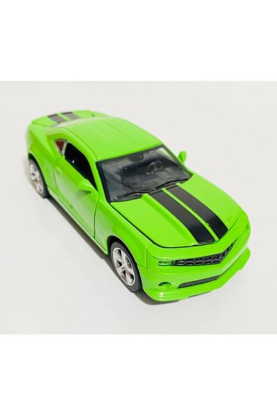 FEN TOYS كامارو موديل أبواب سيارة معدنية غطاء محرك السيارة يفتح باللون الأخضر