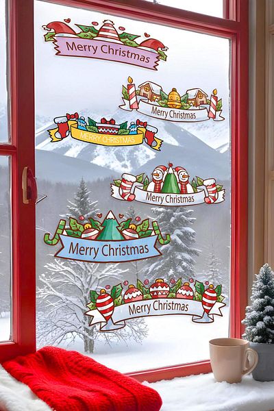 Postifull Christmas Wall Sticker, Christmas Ornament, Christmas Decor, Adhesive Wall Sticker, Christmas Decoration