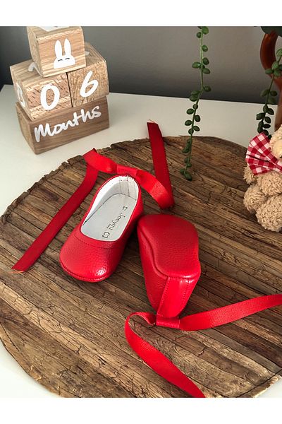 Li Puna Red Genuine Leather Baby Loafers - Babet