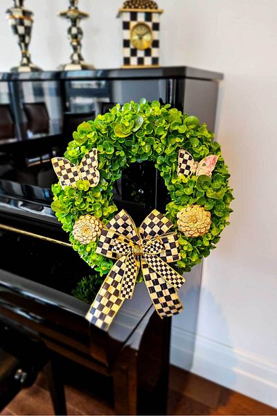 Ella's Design Studio Door Ornament Model 3 - Special Design Butterfly Object, Ribbon Door Wreath, New Home Gift, Diameter 40cm