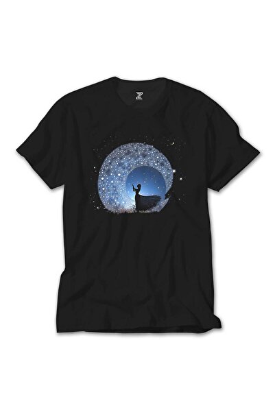 CrowsGate Tricou negru femeie care urmărește stelele din cer