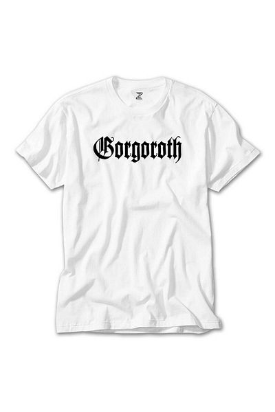 Z zepplin Tricou alb cu logo Gorgoroth Text