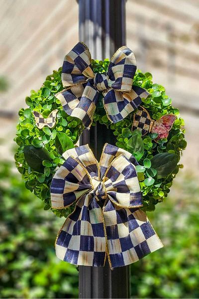Ella's Design Studio Model 6 Door Ornament - Special Design, Double Ribbon, New Year Gift, Diameter 32cm