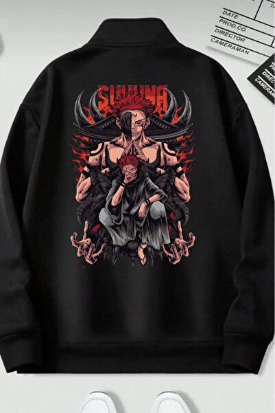 JoneBase سويت شيرت قطني كبير الحجم مطبوع عليه Jujutsu Kaisen Yuji Ithori Suku...