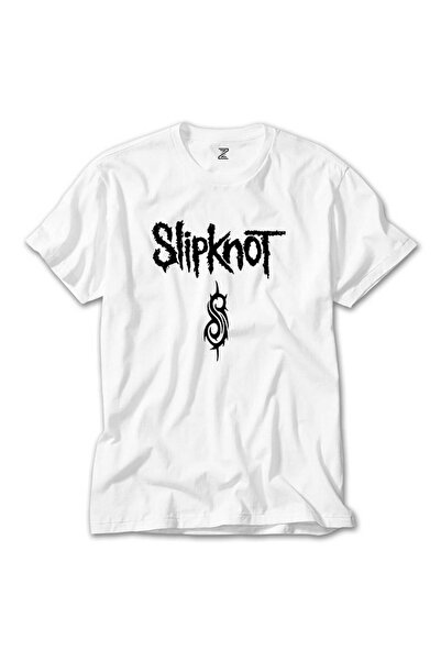 Generic Brand Tricou alb cu text cu logo Slipknot
