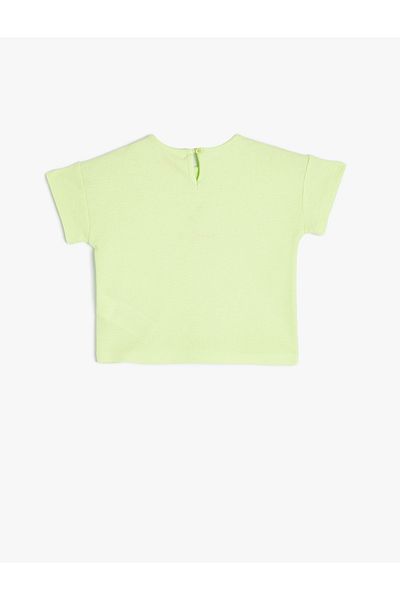 Koton T-Shirt Short Sleeve Flamingo Embroidered Crew Neck Cotton