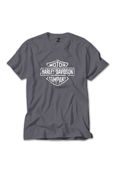 WAKHA تي شيرت Harley Chopper Damaged Logo باللون الرمادي