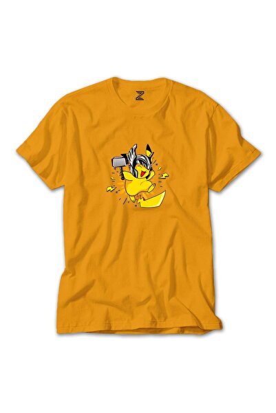 WAKHA تي شيرت بيكاتشو ثور ملون أصفر اللون مقاس XL