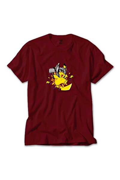 WAKHA بيكاتشو ثور تي شيرت ملون أحمر اللون مقاس 2XL