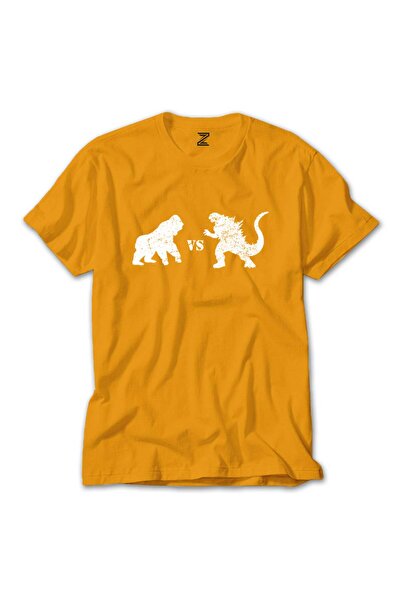 WAKHA تي شيرت جودزيلا ضد كينغ كونغ باللون الأصفر