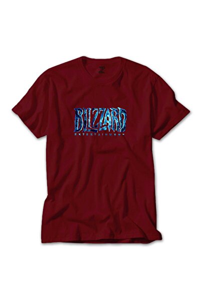 WAKHA تي شيرت ملون بشعار بليزارد 2 لون أحمر مقاس 3XL