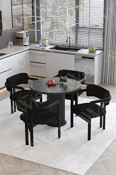 AVVİO Moon Bohem Ayak 4'lü Tokyo Sandalye 90x90 Masa Sandalye Takımı