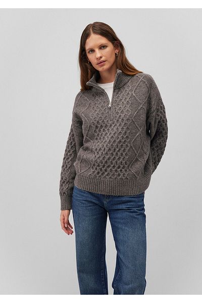 Mavi Anthracite Color Oversize Wool Blended Sweater - Semi Zip 1710579 -70124