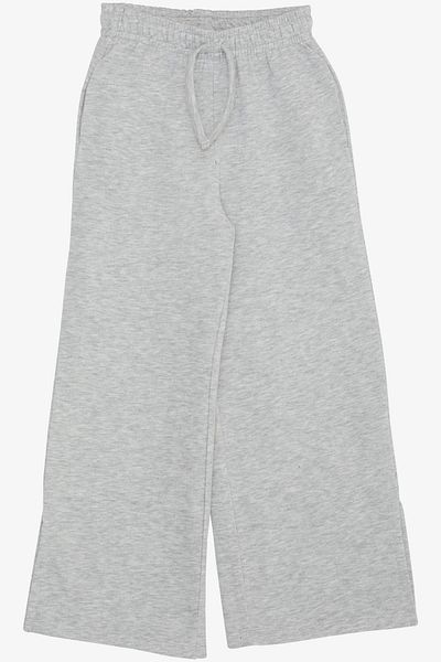 Breeze Gray Melange with Wide Leg and Lace-up Pockets and Slits for 8-12 Years Old Girls