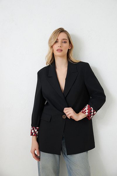 Setre Black Inner Lining Detailed Single Button and Pocket Detailed Jacket