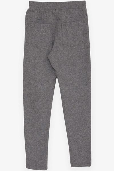 Breeze Girl's Tights with Back Pocket, Age 8-14, Dark Gray Melange