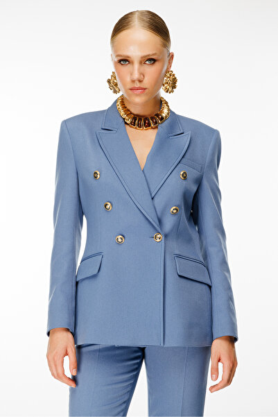 Nefeli Klasik Blazer Kesim Ceket İNDİGO