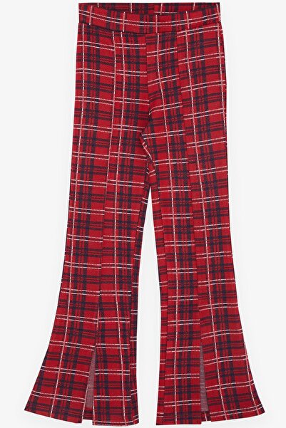 bebeğiz Κοριτσίστικο καρό καλσόν με φαρδύ πόδι 8-12 ετών - κόκκινο
