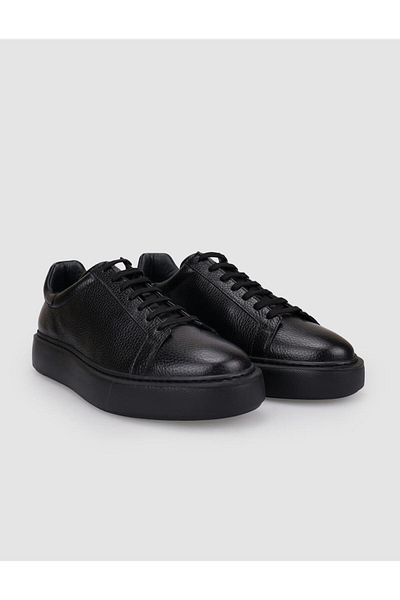 Cabani 100% Genuine Leather Black Lace-Up Men's Sports Shoes