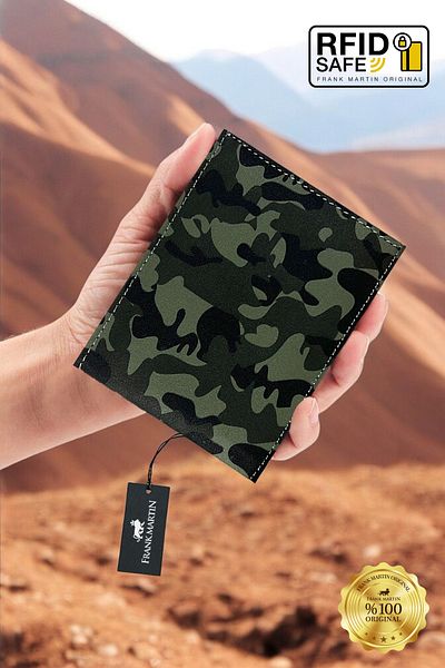 Frank Martin Men's Camouflage Wallet with Original Box Card Holder and Paper Money Compartment