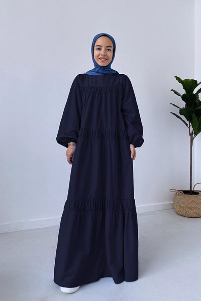 Ka Hijab Άνετο Hijab Φόρεμα Ποπλίνα - Navy Blue