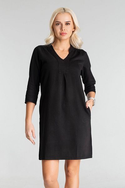 Bold & Young Rochie legendară de damă din bumbac cu mâneci 3/4 și buzunare cu șnur