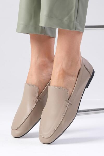 Mio Gusto Жіночі мокасини з натуральної шкіри кольору норки з обрізаним носком Aria