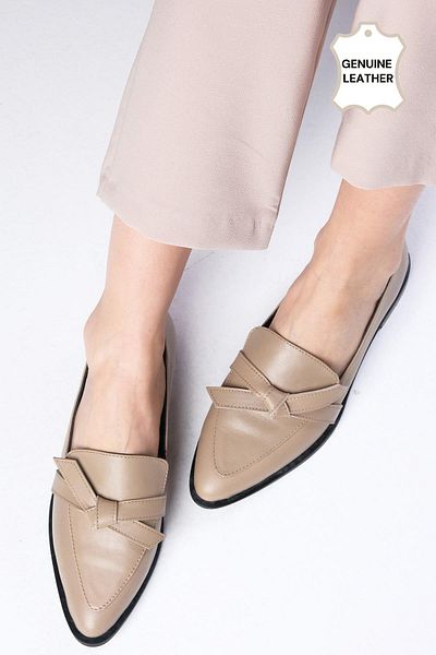 Mio Gusto Dámske ploché topánky Ezra Genuine Leather Mink