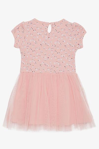 Breeze Girl's Dress Flower Patterned Embroidered Age 3-8, Salmon
