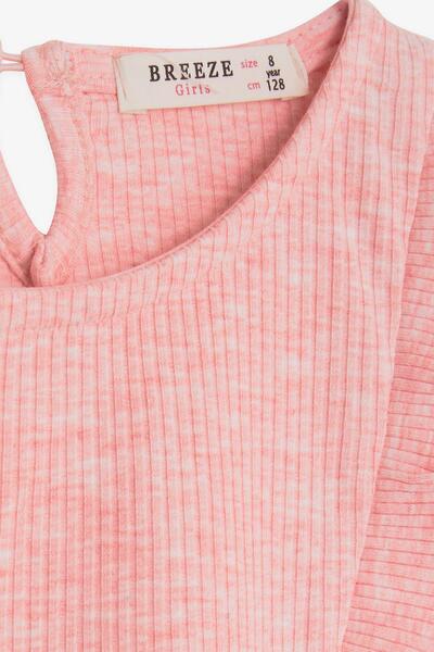 Breeze Kız Bebek Uzun Kollu Elbise Omuzu Fırfırlı Tüllü 4-8 Yaş, Somon Melanj