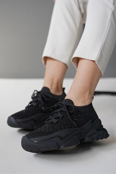 Lizzu Adidași Morivya Black - Pantofi sport din țesătură flexibilă și cu șireturi