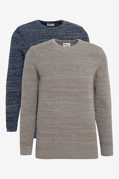 AC&Co / Altınyıldız Classics Men's Bronze-Laci 2-Pack Cotton Standard Fit Regular Cut Crew Neck Knitwear Sweater