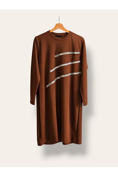 ENDAMIM Large Size Tunic - Twist Knitted Fabric, Lycra