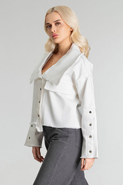 Bold & Young Women's Power Lycra Cotton Fabric Sleeve and Snap Front Filthy Stitched Coat