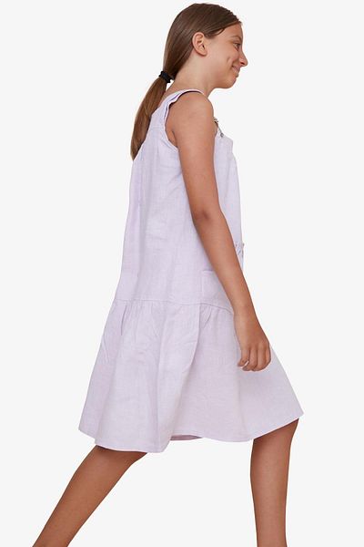 Escabel Lilac Girl's Gilet Dress with Pockets and Straps, Age 5-9