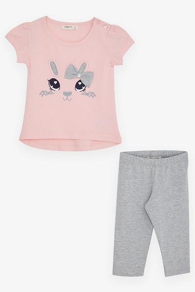 Breeze Girl's Tights Set with Bunny Embroidery, Age 1-4, Pink