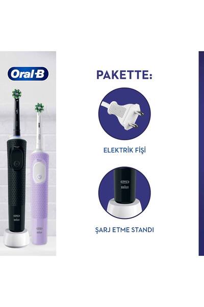 Oral-B Şarjlı/elektrikli Diş Fırçası Vitality Pro 2'li Siyah&lila Avantaj Paketi