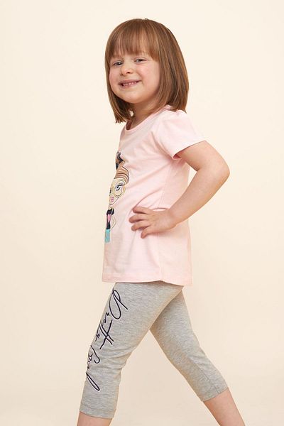 Breeze Pink Capri Tights and Cute Printed Set for 1.5-5 Years Old Girl
