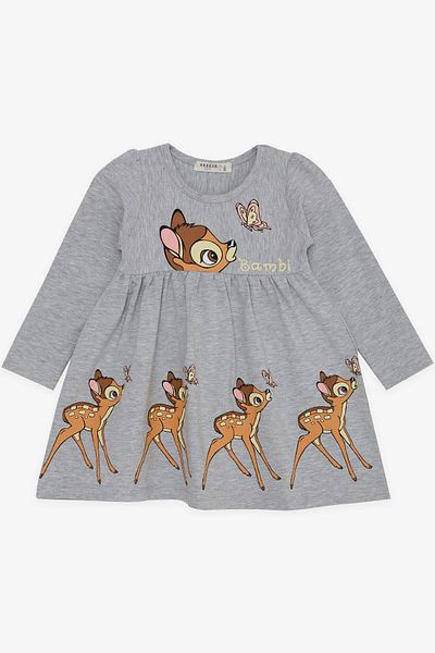 Breeze Girl's Long Sleeve Dress Cute Ceylan Printed 2-6 Years, Gray Melange