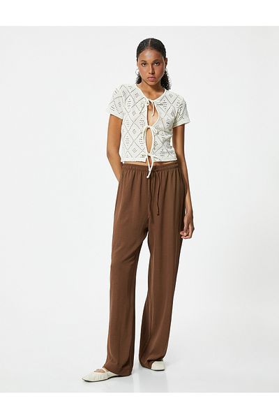 Koton Standard Waist Straight Leg - Waist Lace-up Trousers